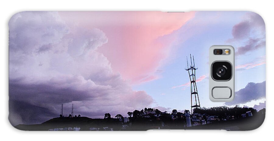 San Francisco Galaxy Case featuring the photograph Sutro Tower with Purple clouds by Erik Burg