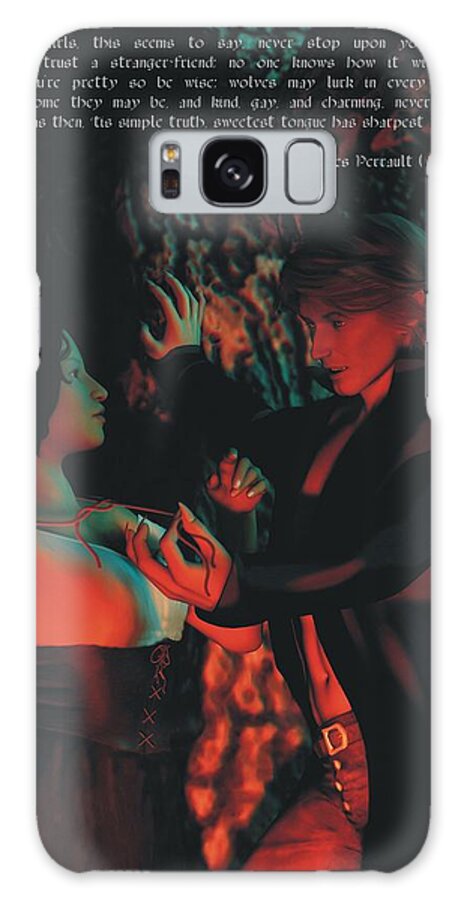 Red Riding Hood Galaxy Case featuring the painting Sweetest Tongue Has Sharpest Tooth 3 by Pet Serrano