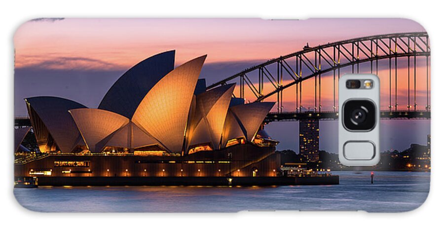 2017 Galaxy Case featuring the photograph Sydney Opera House and Harbour bridge after sunset by Andrew Michael