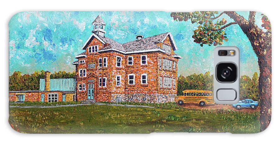 North Dakota Galaxy Case featuring the painting Sykeston High School by Linda Donlin