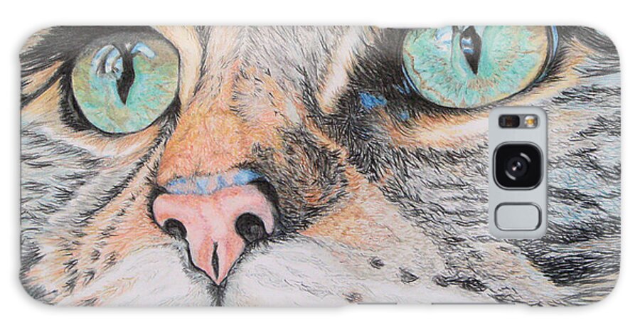 Tabby Cat Galaxy Case featuring the drawing Tabby Cat by Yvonne Johnstone