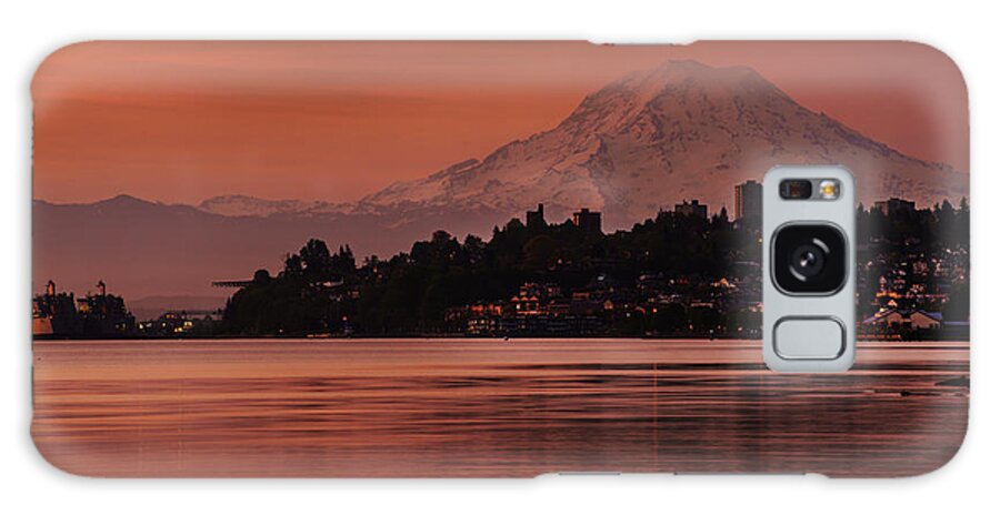 Mount Rainier Galaxy Case featuring the photograph Tacoma Bay Mount Rainier Sunrise by Mike Reid