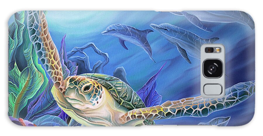 Sea Turtle Painting Galaxy Case featuring the painting Taking Flight by William Love