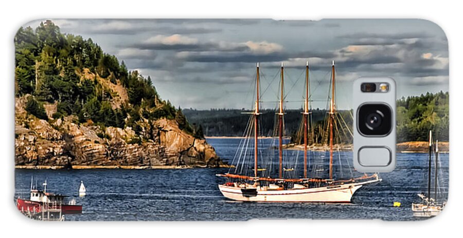 Bar Harbor Galaxy Case featuring the photograph Tall Ship in Bar Harbor Inlet by Ginger Wakem