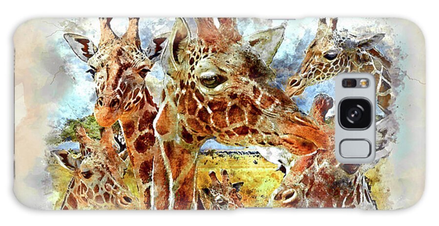 Giraffe Galaxy Case featuring the mixed media Taller Than Tall by Dave Lee