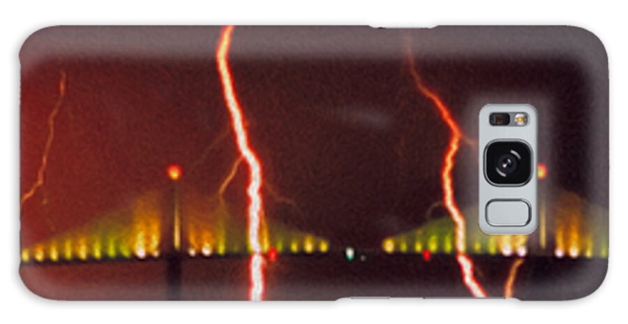 Panorama Galaxy Case featuring the photograph Tampa Bay Lightning over the Skyway Bridge by Rolf Bertram