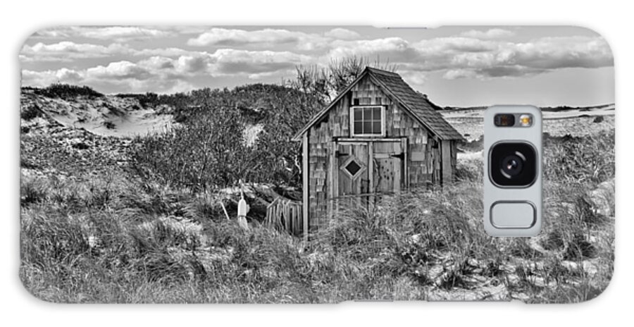 Cape Cod Galaxy Case featuring the photograph Tasha Dune Shack in Black and White by Marisa Geraghty Photography