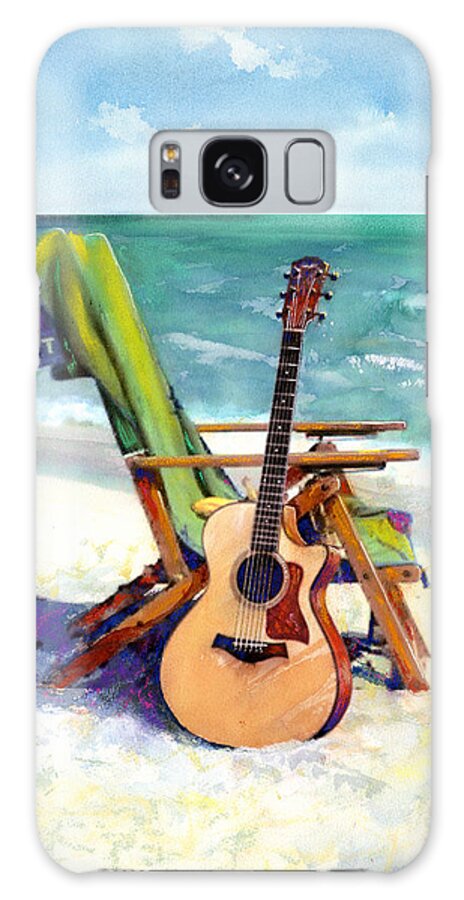 Guitar Paintings Galaxy Case featuring the painting Taylor at the Beach by Andrew King