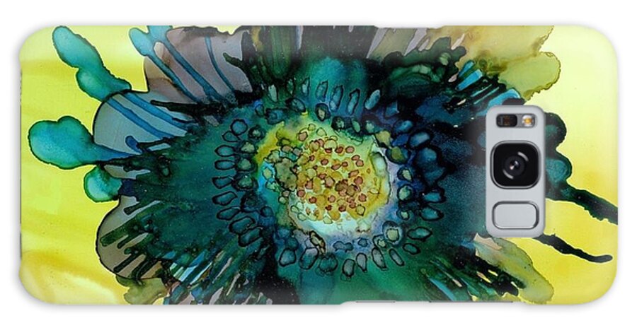Alcohol Ink Galaxy Case featuring the painting Teal Bloom by Beth Kluth