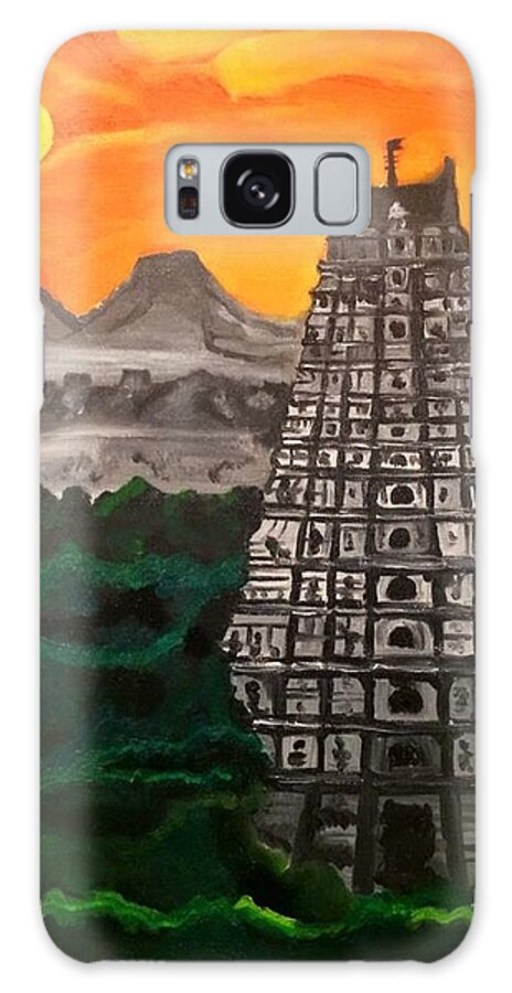 Temple Galaxy S8 Case featuring the painting Temple near the hills by Brindha Naveen