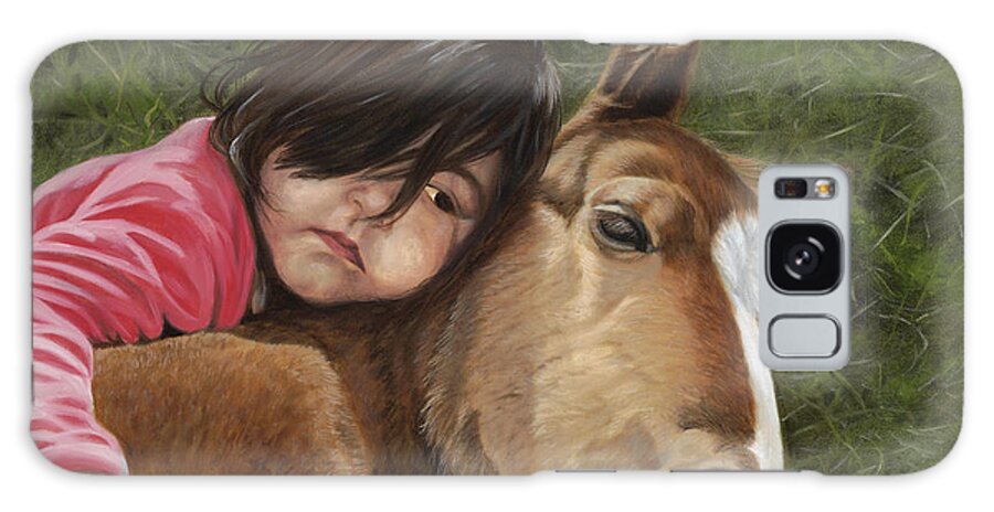 Little Girl Laying On A Foal Horse Galaxy Case featuring the painting Tender Love by Tammy Taylor