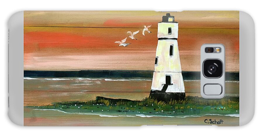 Lighthouse Galaxy Case featuring the painting Tequila Sunrise by Christina Schott