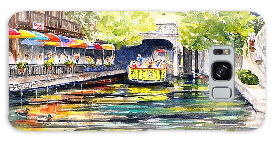 Texas Galaxy Case featuring the painting Texas San Antonio River Walk by Carlin Blahnik CarlinArtWatercolor