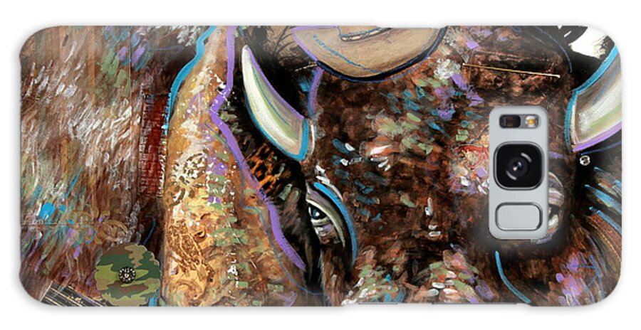 Country Critters Galaxy Case featuring the mixed media The Bison by Katia Von Kral