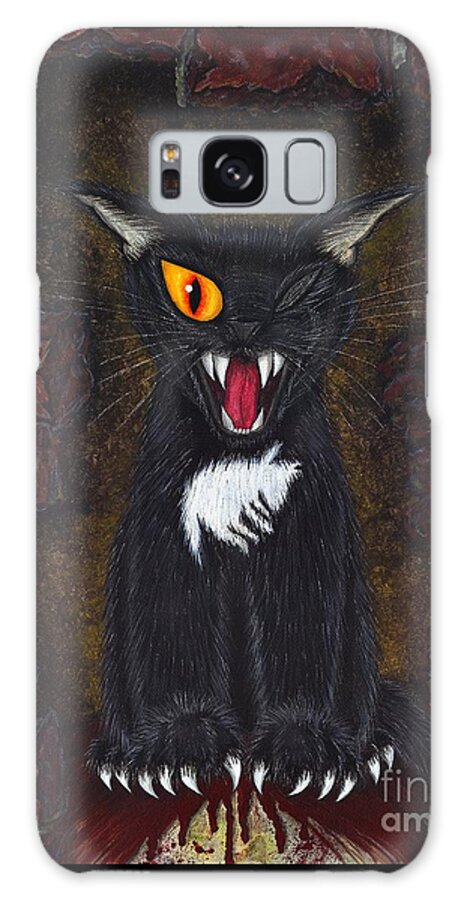 Black Cat Galaxy Case featuring the painting The Black Cat Edgar Allan Poe by Carrie Hawks