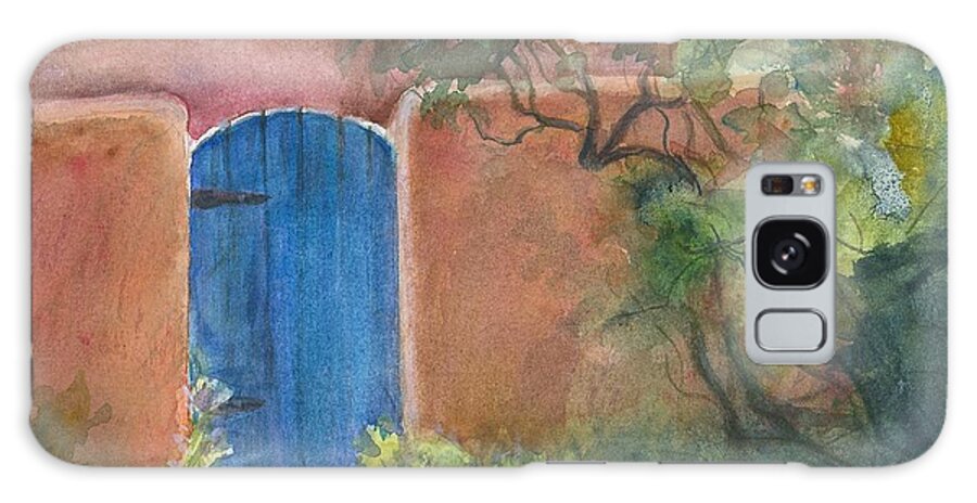 Watercolor Plein Air Galaxy Case featuring the painting The Blue Door by Victoria Lisi