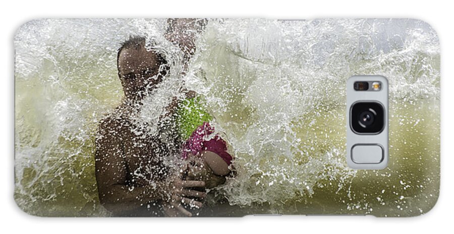 Ocean Beach Wave Surf Family Father Daughter Galaxy Case featuring the photograph The Boom by WAZgriffin Digital