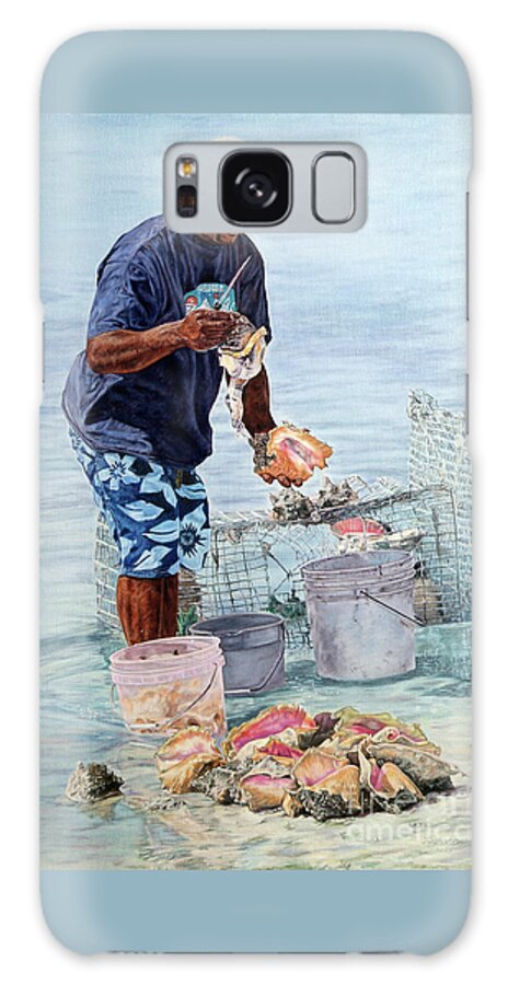 Roshanne Galaxy Case featuring the painting The Conch Man by Roshanne Minnis-Eyma