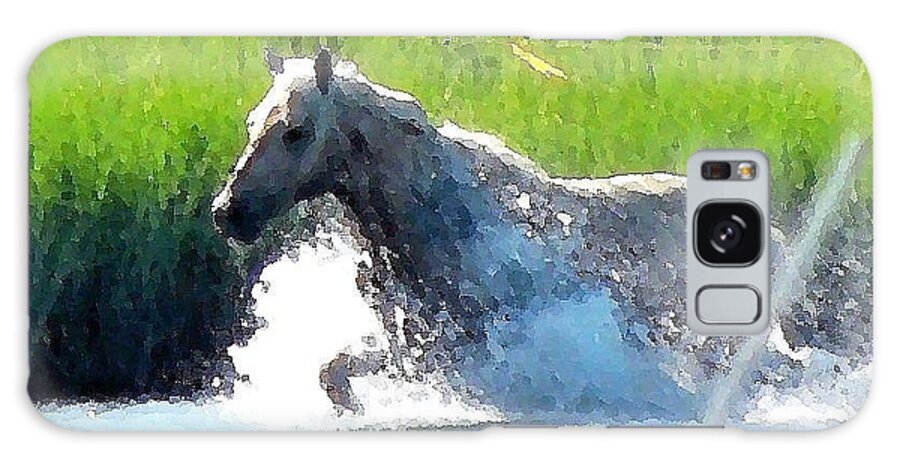 Wild Horse Galaxy Case featuring the photograph The Crossing - Chincoteague Pony Run by Kim Bemis