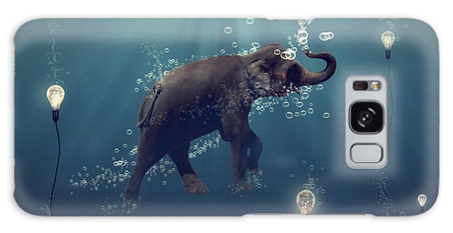 Elephantsea Ocean Blue Square Animal Happy Bubble Digital Surreal Imagination Dreamlike Light Underwater Galaxy Case featuring the photograph The dreamer by Martine Roch