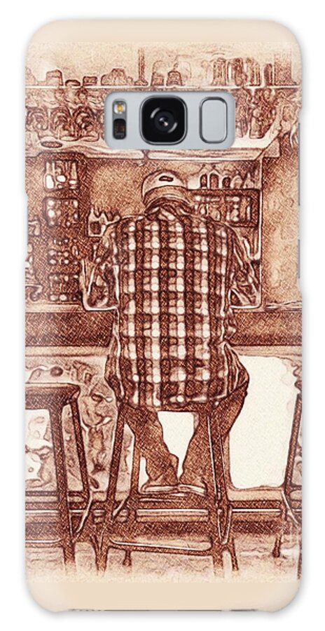 Hand Drawn Digital Pencil Style. Bar Art Galaxy Case featuring the drawing The Drinker by Joseph J Stevens