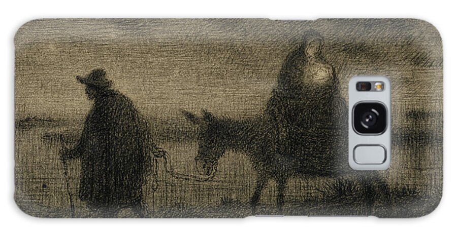 Millet Galaxy Case featuring the drawing The Flight Into Egypt by Jean Francois Millet