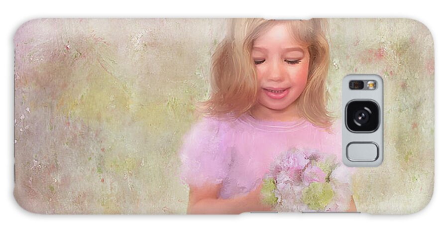 Children's Portraits Galaxy Case featuring the mixed media The Flower Princess by Colleen Taylor