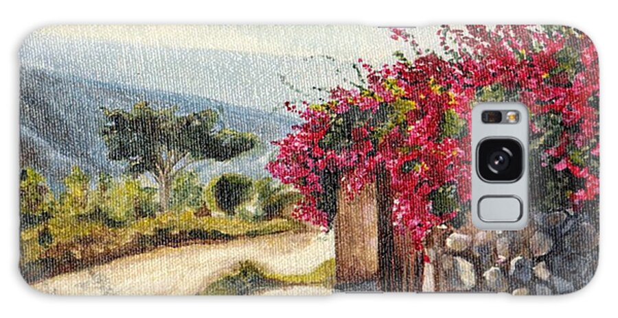 Acrylic Galaxy Case featuring the painting The Flowered Path by Daniela Easter