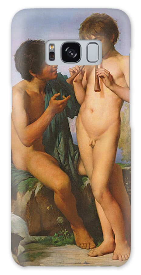 Boy Galaxy Case featuring the painting The Flute Lesson by Jules Elie Delaunay