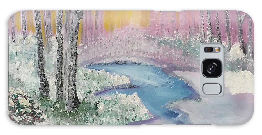 Winter Galaxy Case featuring the painting The Four Seasons of the 3 Birch Trees - Winter by Susan Grunin
