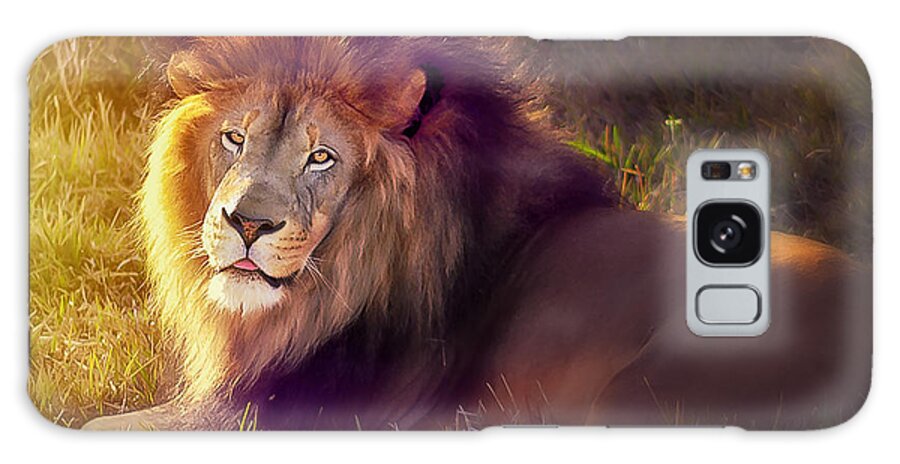 Lion Galaxy Case featuring the photograph The glorious king by Camille Lopez