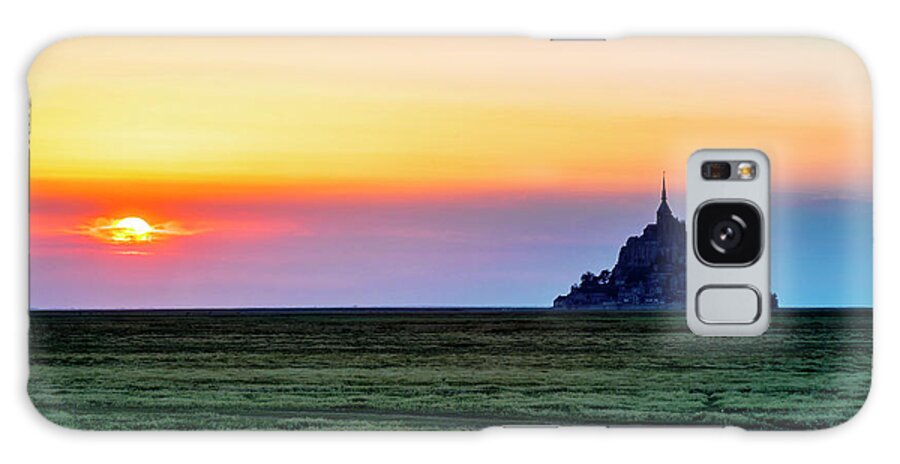 Abbey Galaxy Case featuring the photograph The Glow of Le Mont Saint-Michel at Sunset. by John Paul Cullen