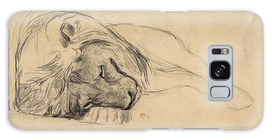 Attributed To Pierre Andrieu Galaxy Case featuring the drawing The Head of a Recumbent Lion  by Attributed to Pierre Andrieu