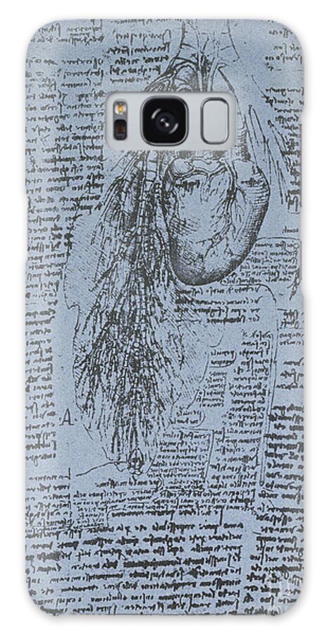 Heart Galaxy Case featuring the drawing The Heart and the bronchial arteries by Leonardo Da Vinci
