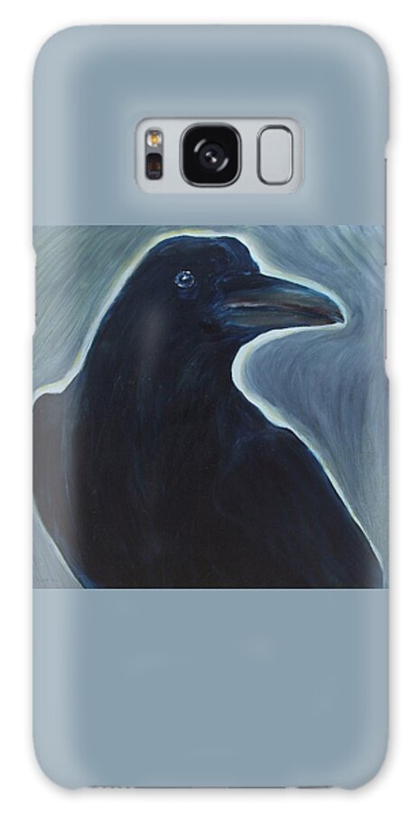 Katt Yanda Original Art Majestic Crow Oil Painting Canvas Raven Galaxy S8 Case featuring the painting The Keeper by Katt Yanda