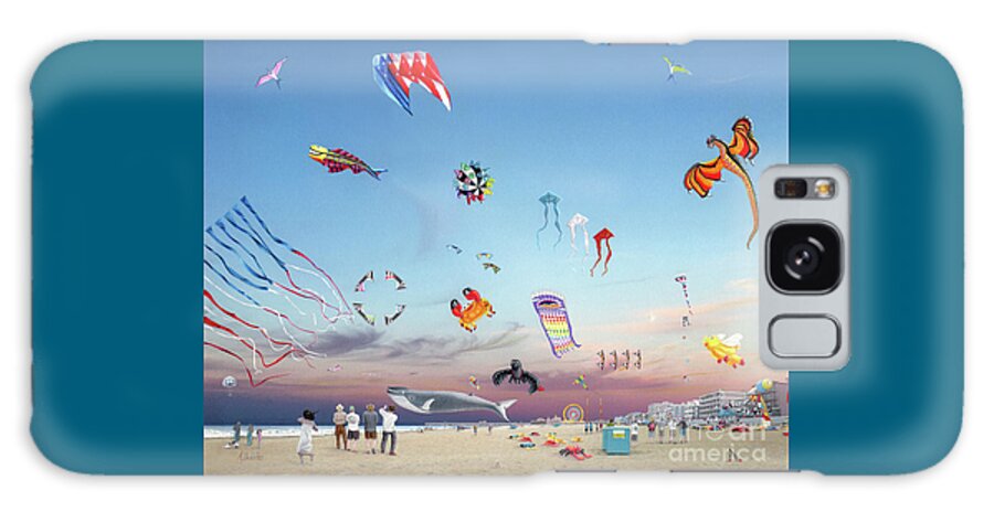 Kites Galaxy Case featuring the drawing The Kite Festival Ocean City MD by Albert Puskaric
