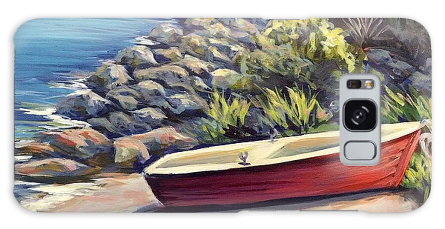Red Galaxy Case featuring the painting The Little Red Boat by Gretchen Ten Eyck Hunt