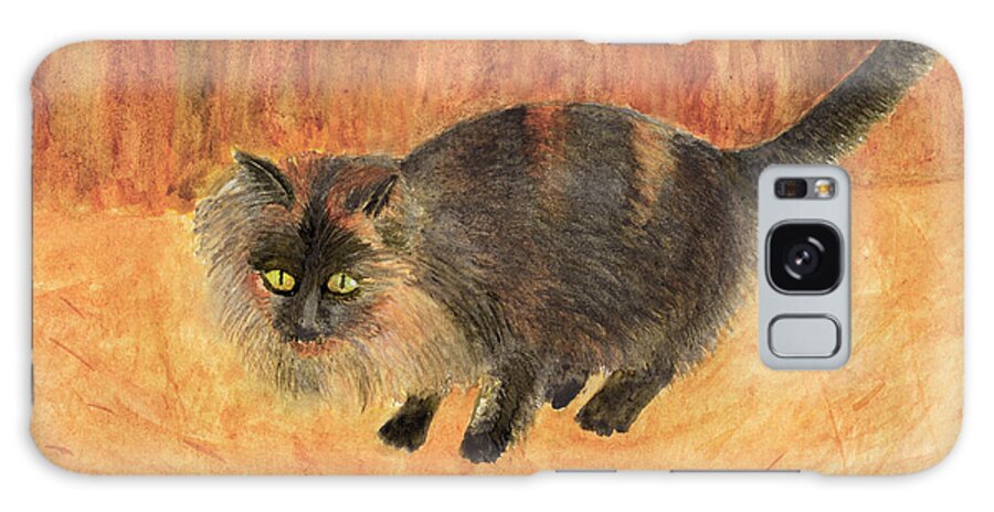 Barn Cat Galaxy Case featuring the painting The Mouser, Barn Cat Watercolor by Conni Schaftenaar