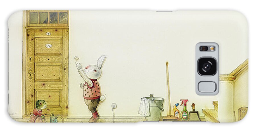 Snake Illustration Drawing Children Rabbit Colorful Galaxy Case featuring the painting The Neighbor around the Corner01 by Kestutis Kasparavicius