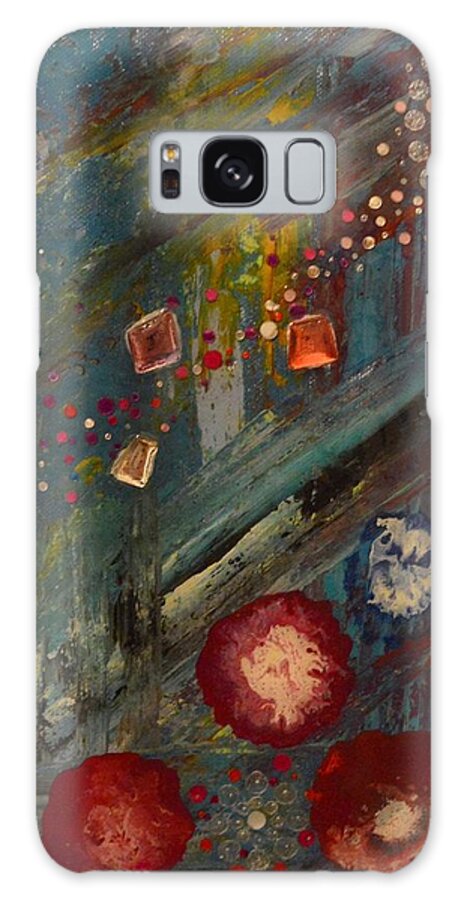 Fox Galaxy Case featuring the painting The Owl The Fox and The Poppies by MiMi Stirn