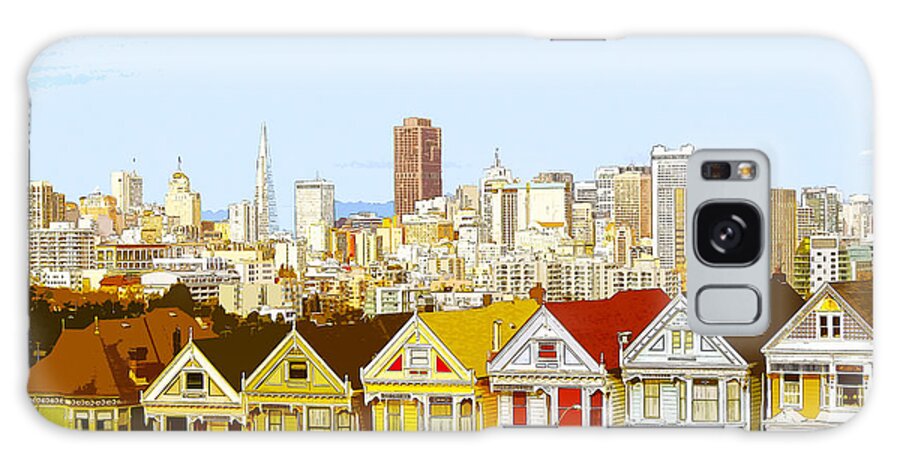 Victorian Galaxy S8 Case featuring the digital art The Painted Ladies in San Francisco California by Anthony Murphy