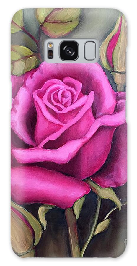 Rose Galaxy Case featuring the painting The Pink Rose by Inese Poga
