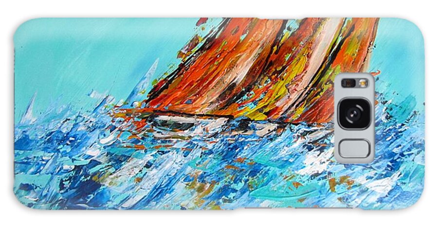 Boats Galaxy S8 Case featuring the painting The Race by Barbara O'Toole