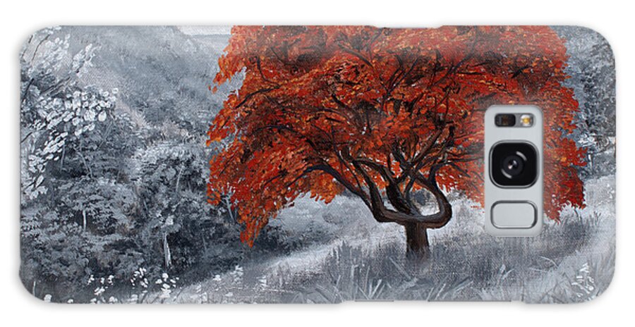Grayscale Galaxy S8 Case featuring the painting The Red Tree by Stephen Krieger