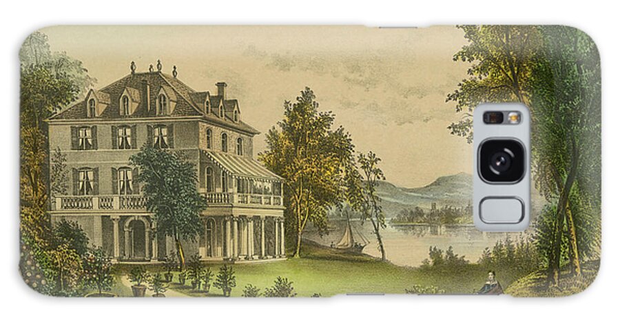 Path Galaxy Case featuring the painting The Residence of Lord Byron by Currier and Ives