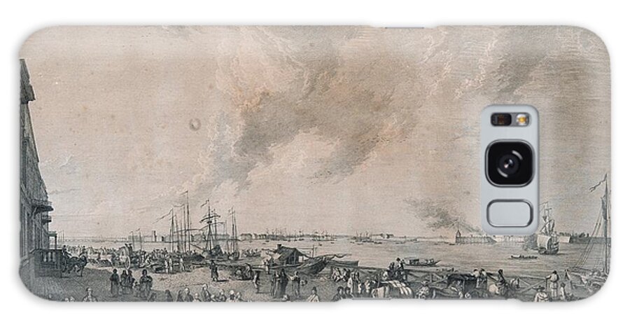 The Panorama Shows The River Neva With A Staffage Of Ships And Commerce On The Quay. Galaxy Case featuring the painting the river Neva by Celestial Images