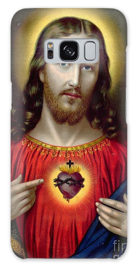 Jesus Galaxy Case featuring the painting The Sacred Heart of Jesus by English School