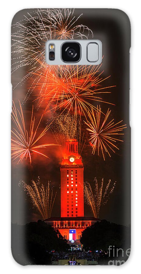 Ut Tower Prints Galaxy Case featuring the photograph The University of Texas celebrates graduation at the 2016 spring by Dan Herron
