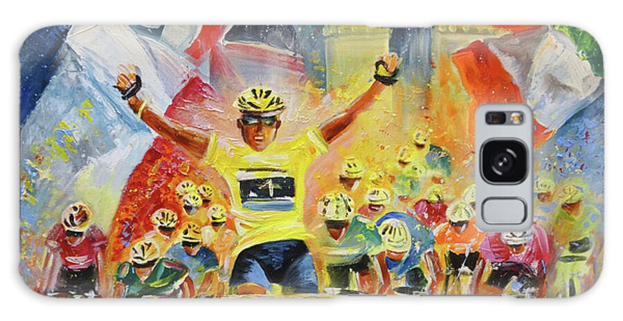 Sports Galaxy Case featuring the painting The Winner Of The Tour De France by Miki De Goodaboom