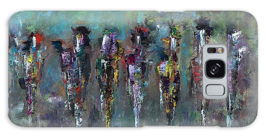Abstract Art Galaxy Case featuring the painting Then Came Seven Horses by Frances Marino